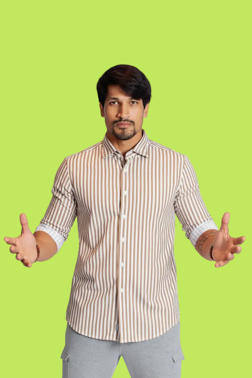 The Go Big Stripe Long Sleeve Tech Shirt - Espresso
