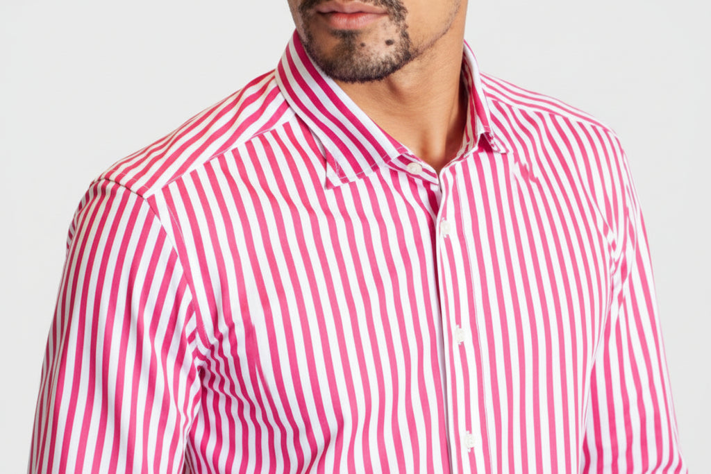 The Go Big Stripe Long Sleeve Tech Shirt - Sunset Stripe