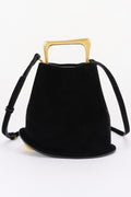 BYMANYC Women's Faux Suede Bag with Metal Handle