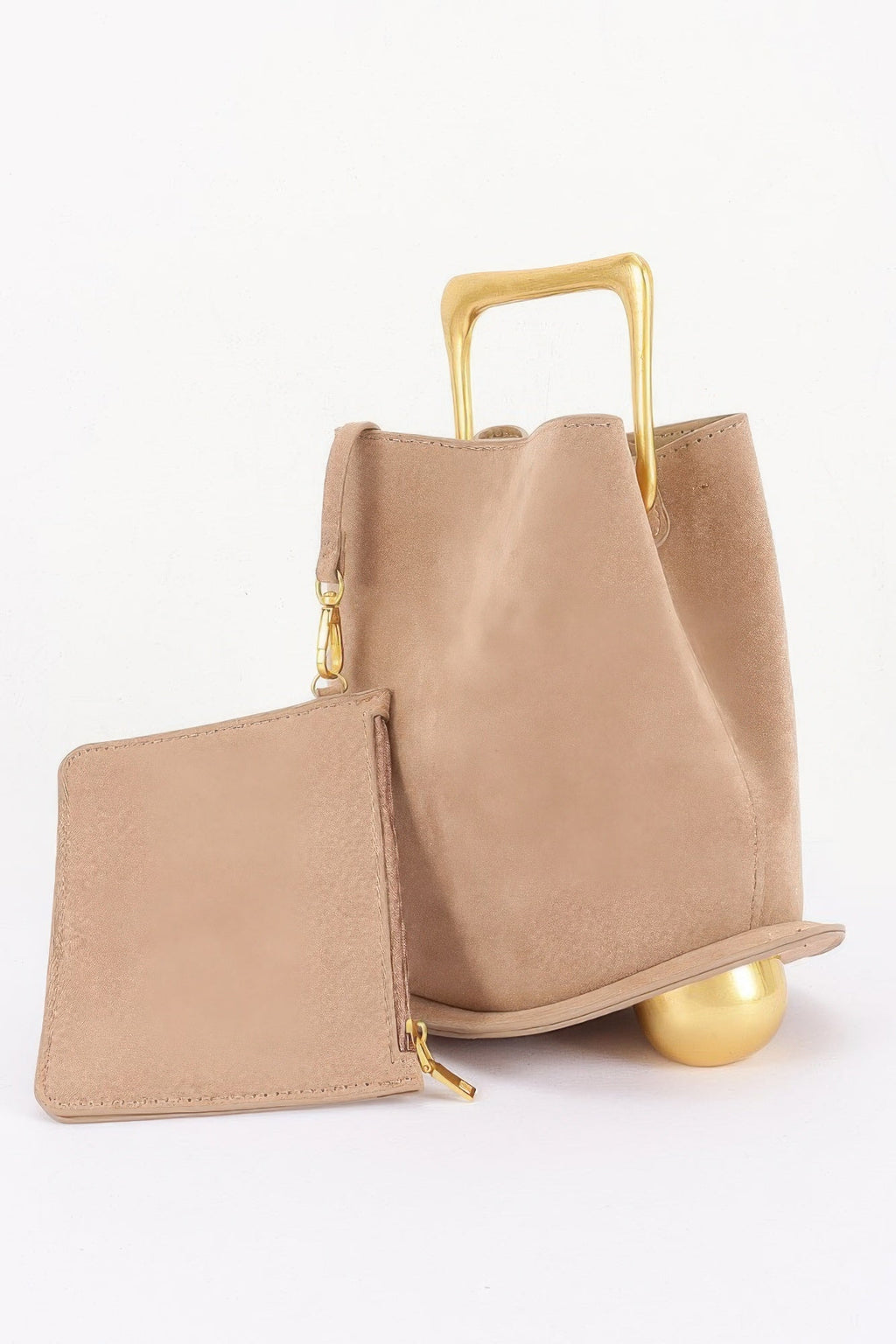 BYMANYC Women's Faux Suede Bag with Metal Handle