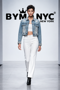 BYMANYC Women's Pearl-Embellished Fringe Denim Jacket