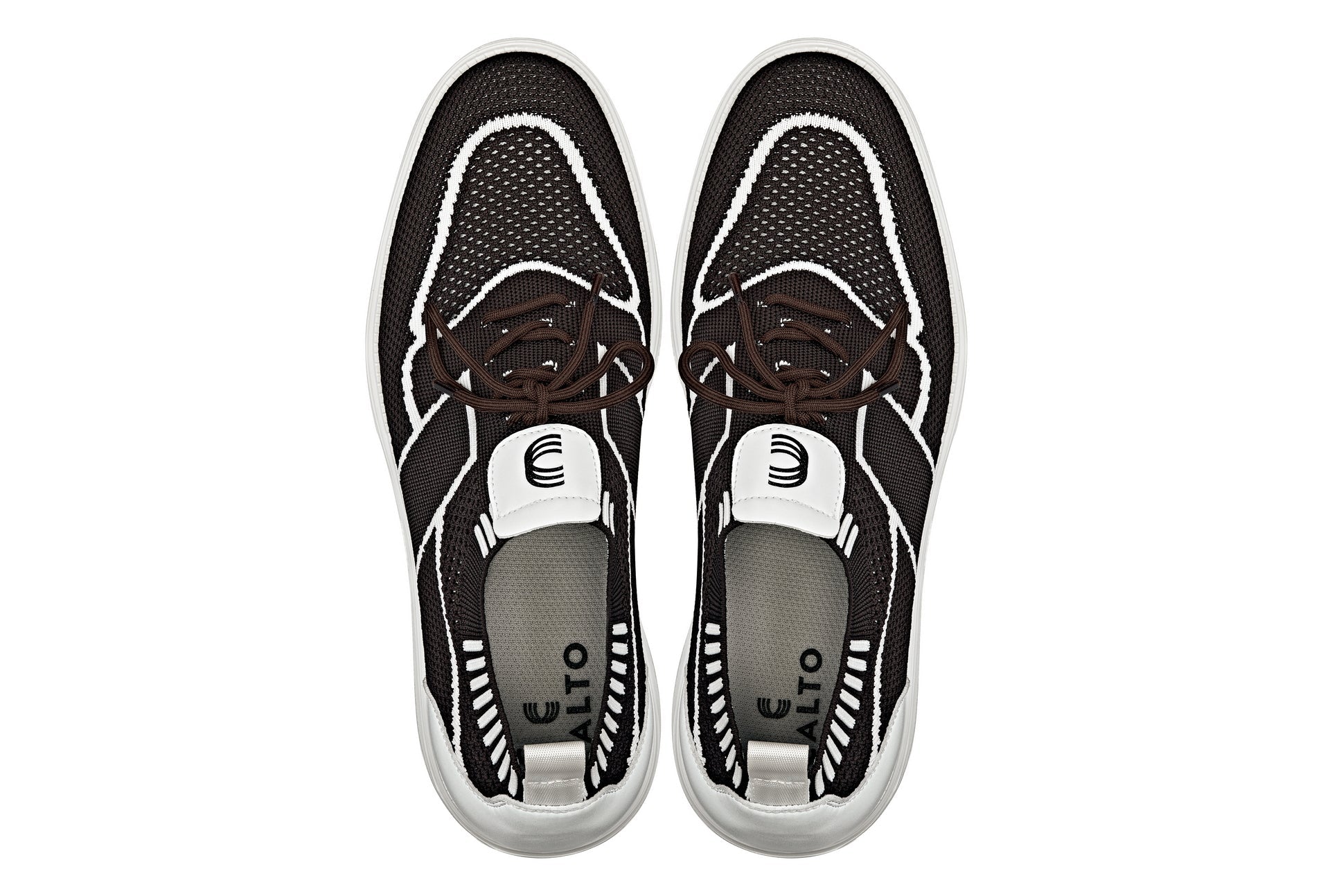 CALTO - X1342 - 2.8 Inches Taller (Mocha Brown/White) - Lace Up Casual Walker - Lightweight