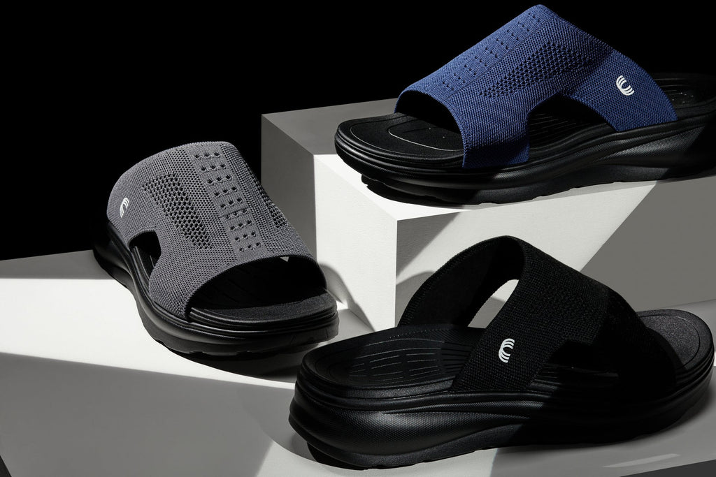 Men's Black & Knitted Navy Elevator Shoes X1659
