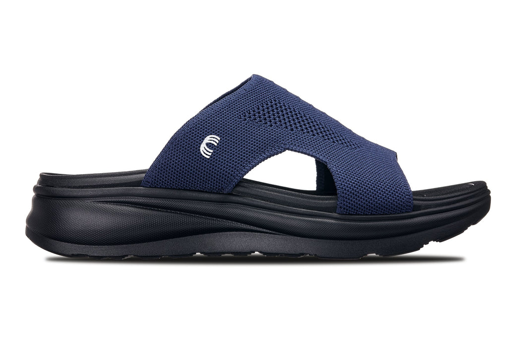 Men's Black & Knitted Navy Elevator Shoes X1659
