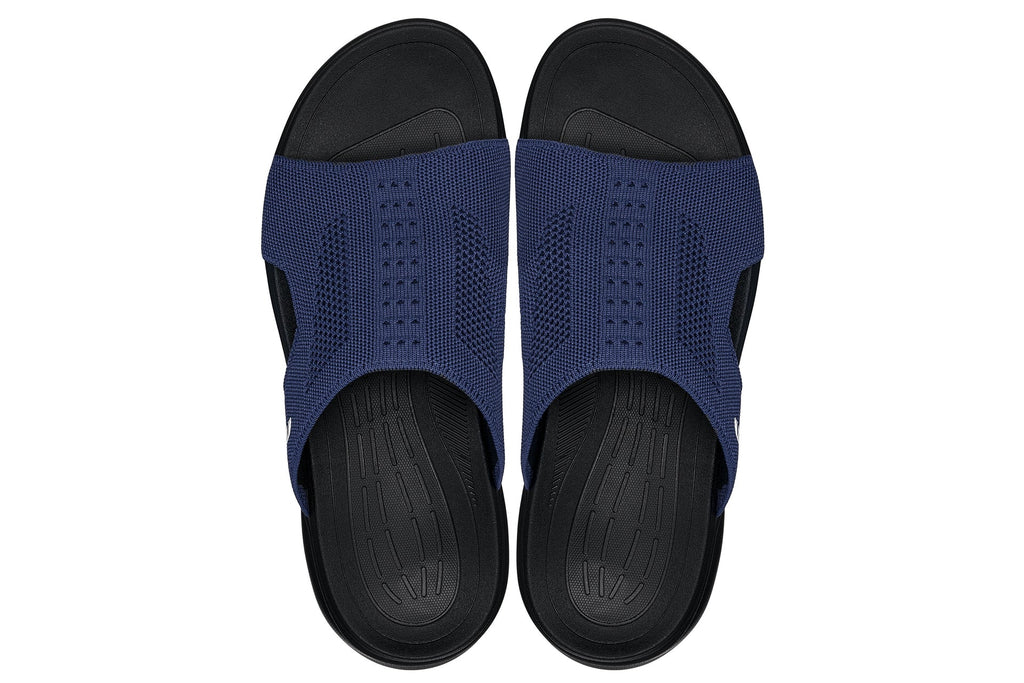 Men's Black & Knitted Navy Elevator Shoes X1659