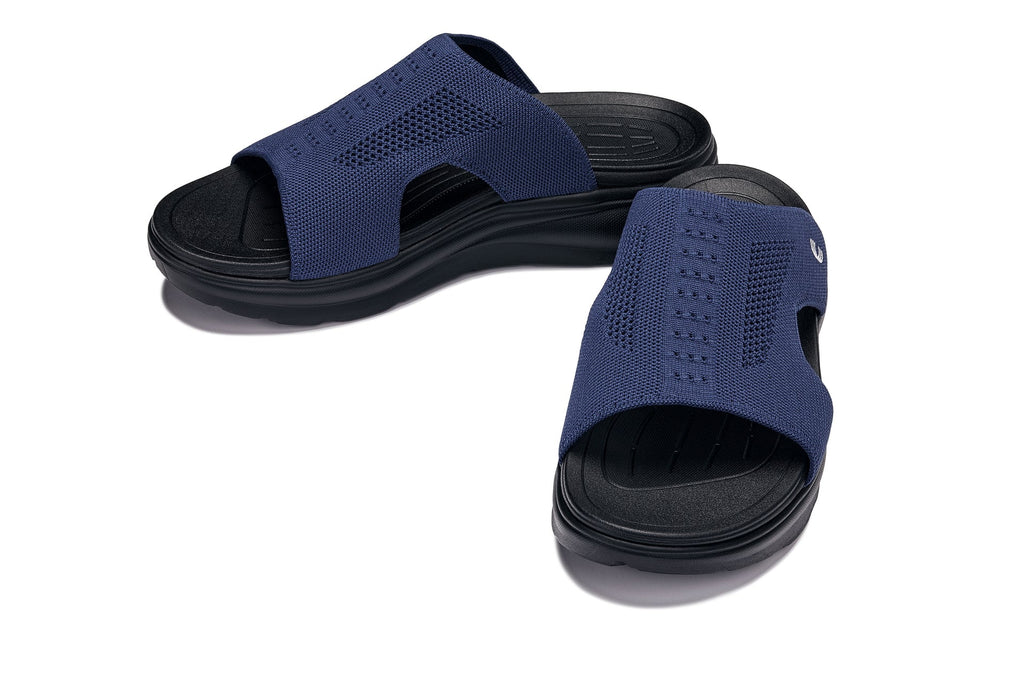 Men's Black & Knitted Navy Elevator Shoes X1659