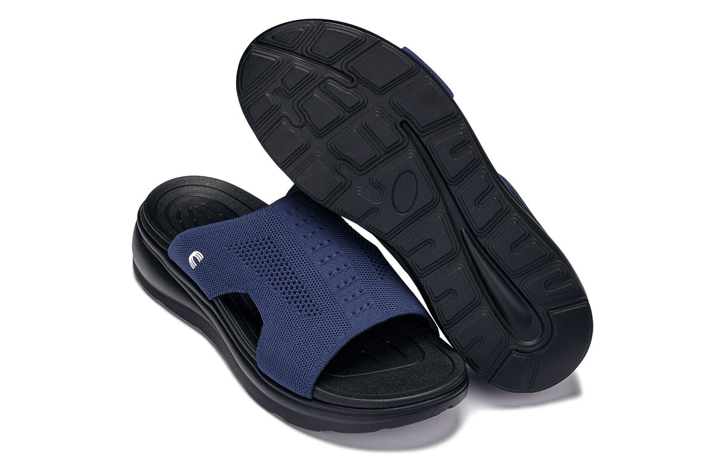 Men's Black & Knitted Navy Elevator Shoes X1659
