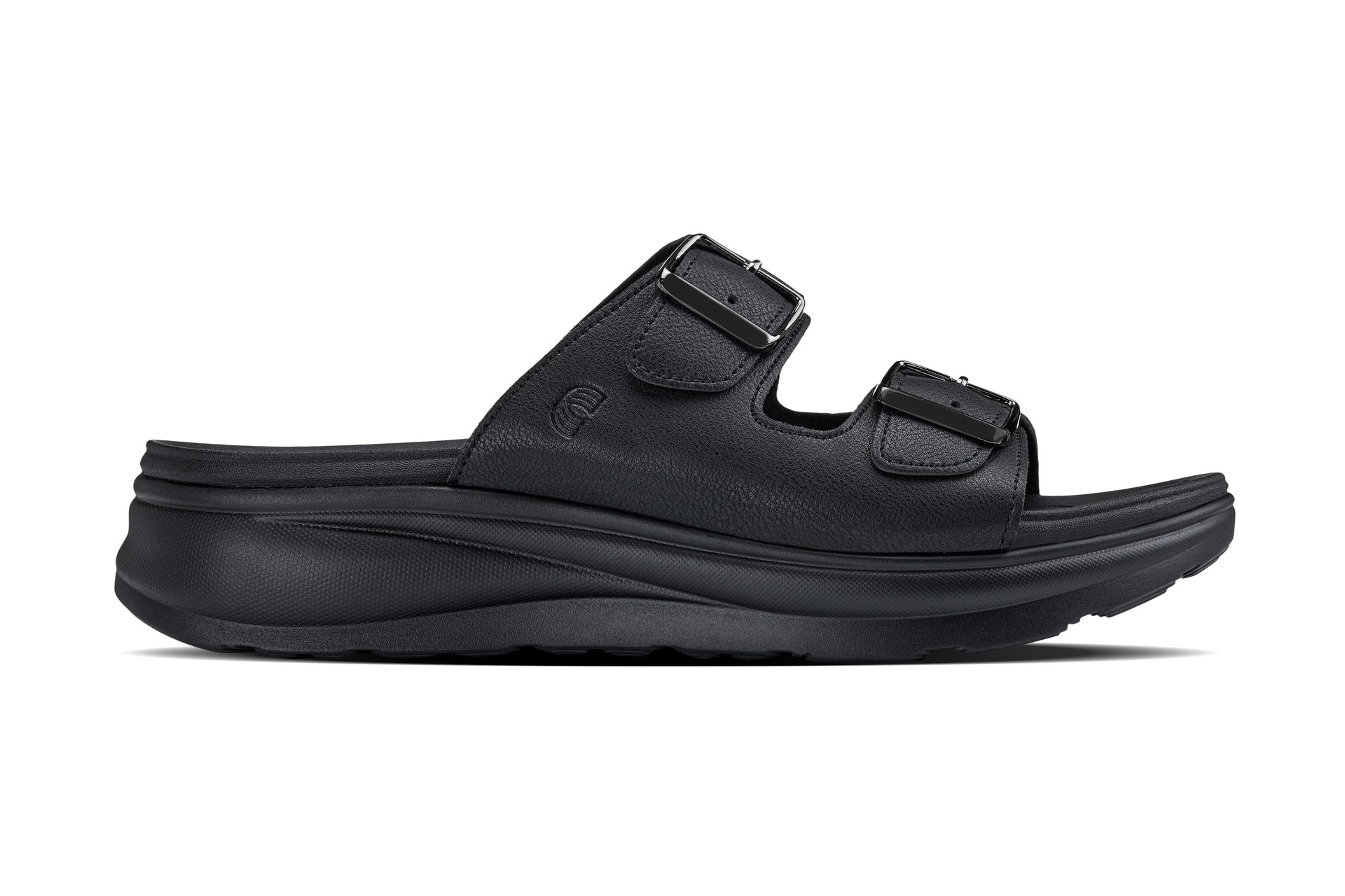 CALTO - X1660 - 2 Inches Taller (Black Buckle) - Dual Adjustable Buckle Sandal