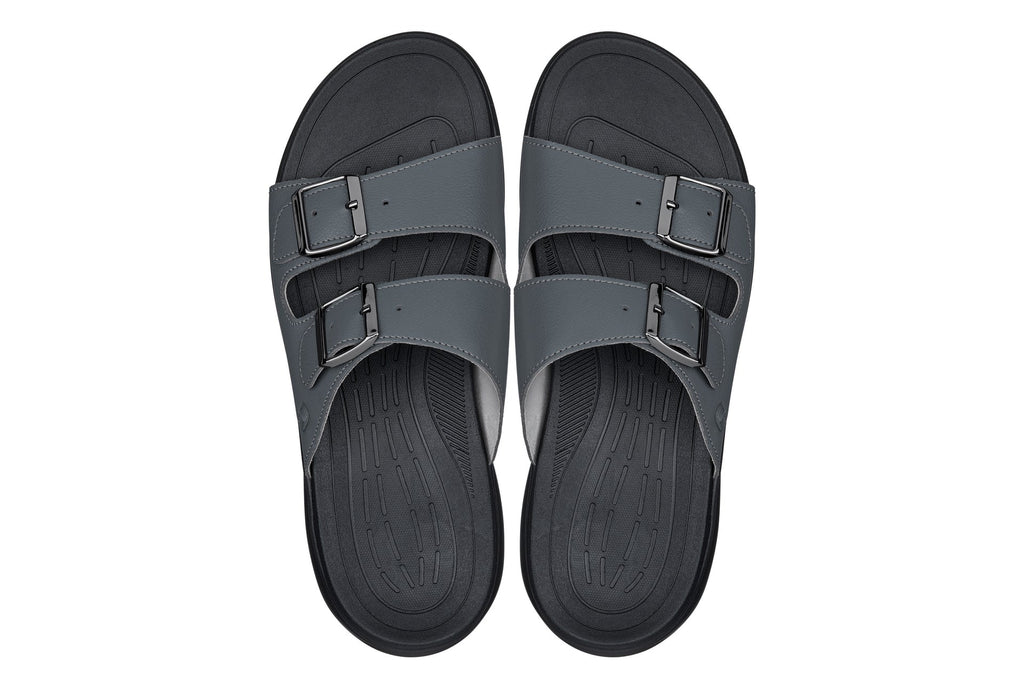 CALTO - X1661 - 2 Inches Taller (Iron Grey Buckle) - Dual Adjustable Buckle Sandals