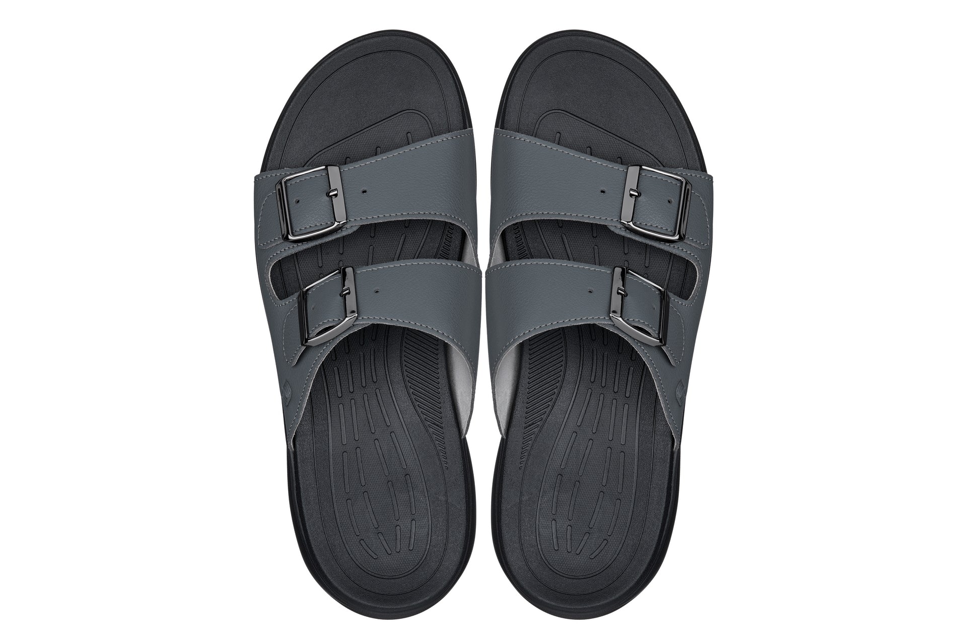 CALTO - X1661 - 2 Inches Taller (Iron Grey Buckle) - Dual Adjustable Buckle Sandals