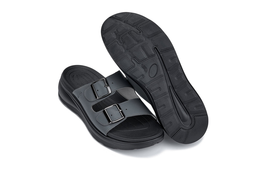 CALTO - X1661 - 2 Inches Taller (Iron Grey Buckle) - Dual Adjustable Buckle Sandals