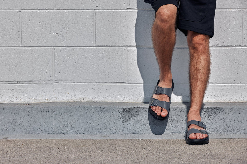 CALTO - X1661 - 2 Inches Taller (Iron Grey Buckle) - Dual Adjustable Buckle Sandals