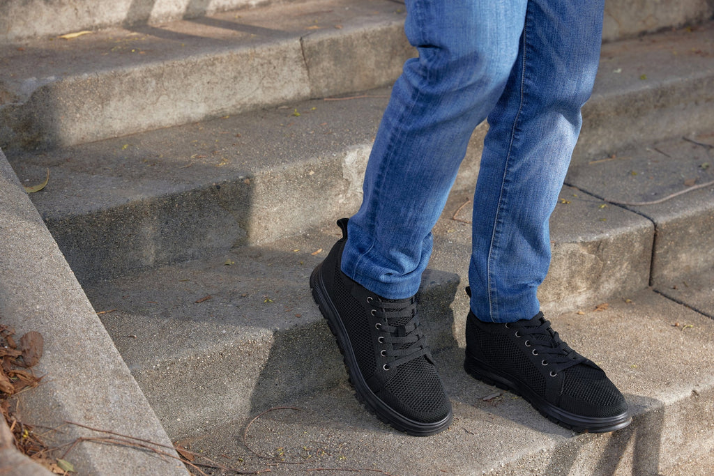 Men's Black Lace Up Casual Sneaker Lightweight X2320