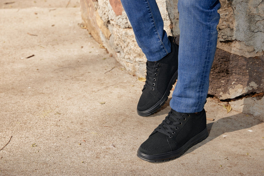 Men's Black Lace Up Casual Sneaker Lightweight X2320