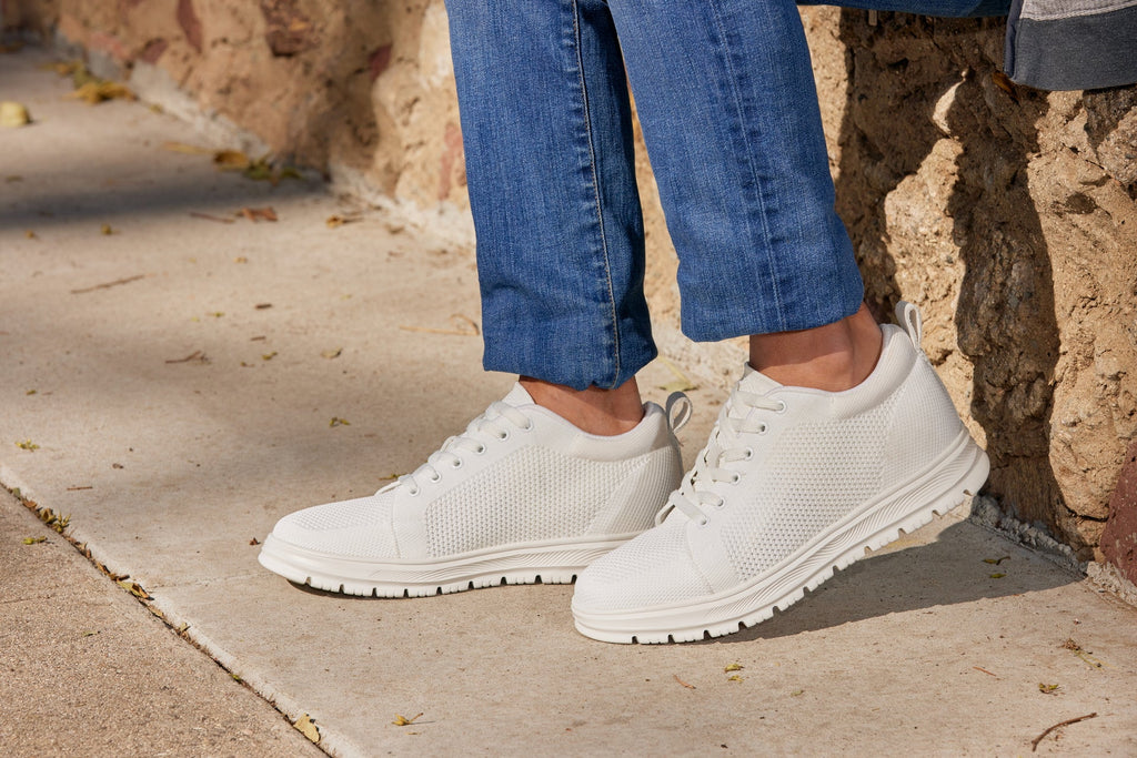 CALTO - X2321 - 2.4 Inches Taller (White/White Sole) - Lace Up Casual Sneaker - Lightweight