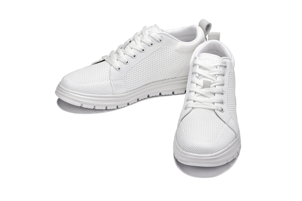 CALTO - X2321 - 2.4 Inches Taller (White/White Sole) - Lace Up Casual Sneaker - Lightweight