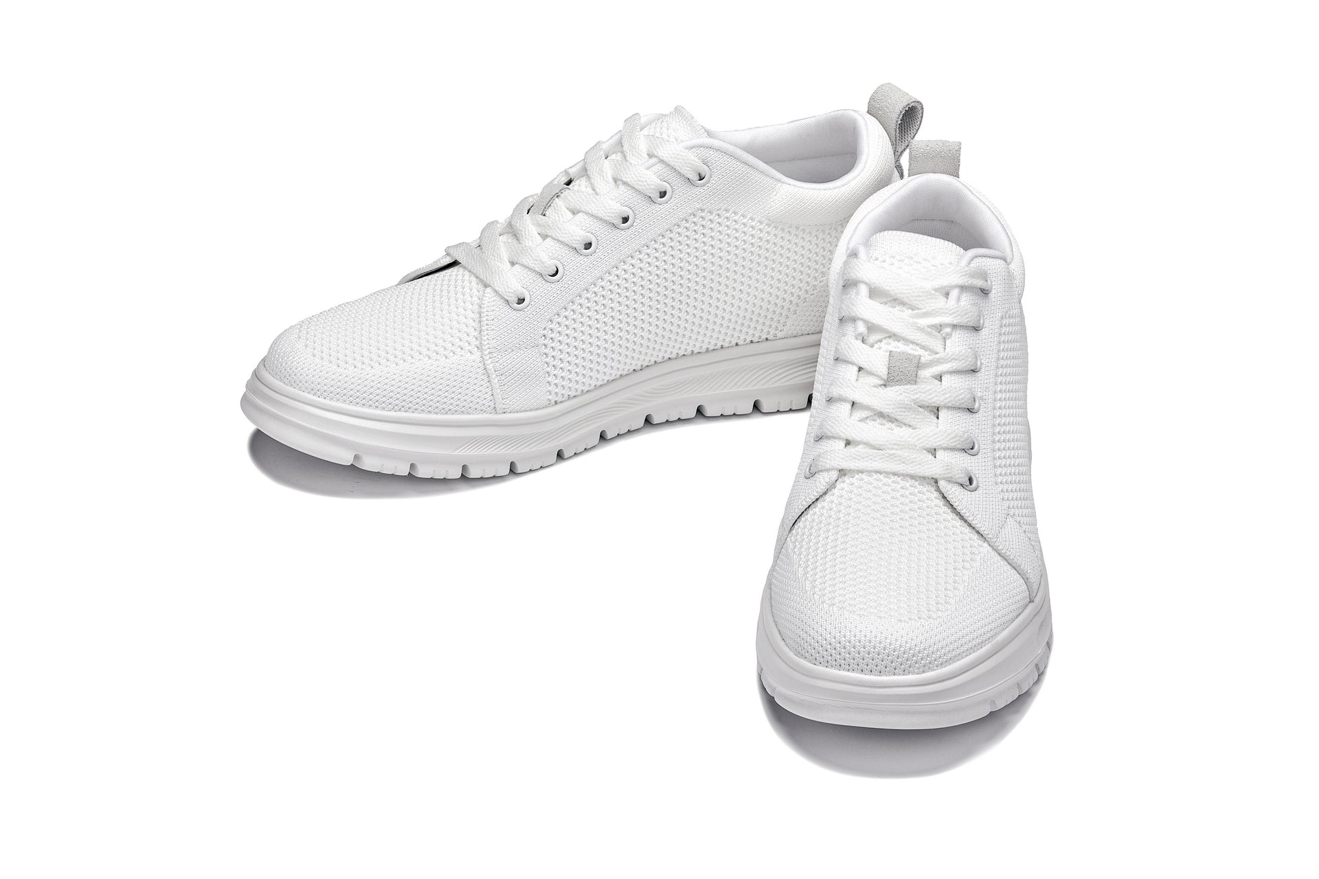 CALTO - X2321 - 2.4 Inches Taller (White/White Sole) - Lace Up Casual Sneaker - Lightweight