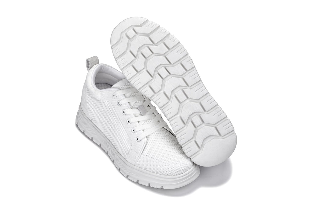 CALTO - X2321 - 2.4 Inches Taller (White/White Sole) - Lace Up Casual Sneaker - Lightweight