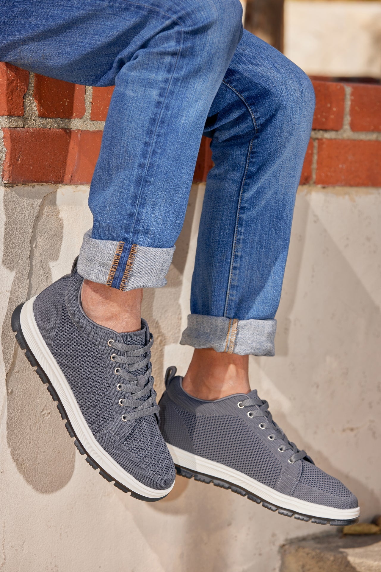 Men's Iron Grey Lace Up Casual Sneaker Lightweight X2323