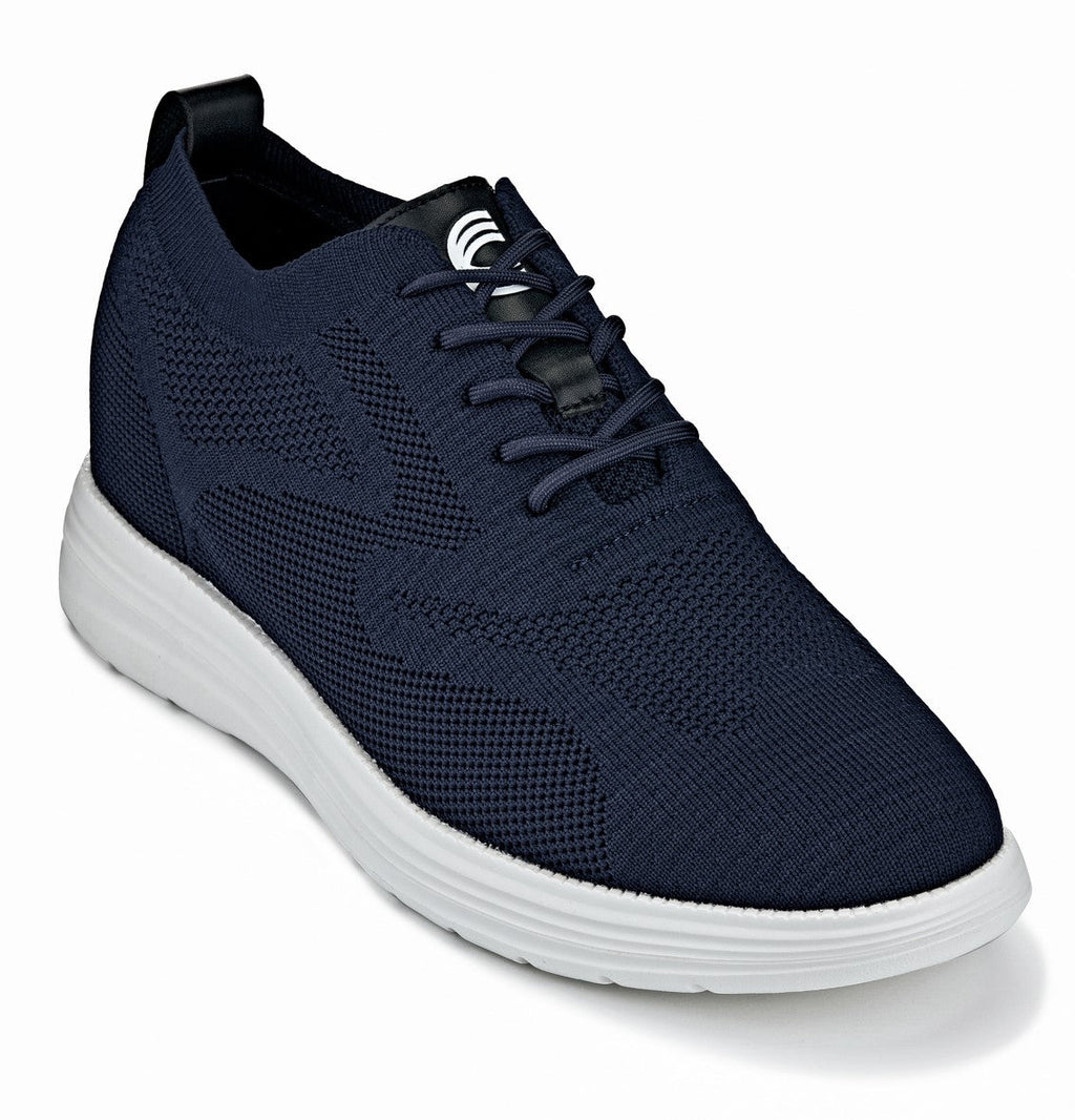 CALTO - X2634 - 2.8 Inches Taller (Night Blue) - Unisex Lace Up Casual Walker - Lightweight