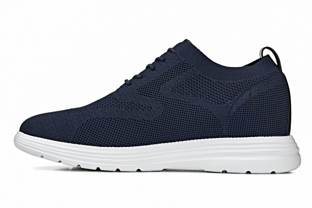 CALTO - X2634 - 2.8 Inches Taller (Night Blue) - Unisex Lace Up Casual Walker - Lightweight