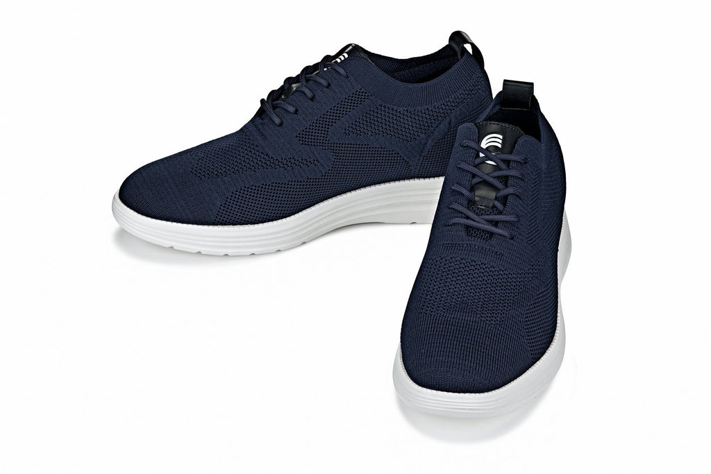 CALTO - X2634 - 2.8 Inches Taller (Night Blue) - Unisex Lace Up Casual Walker - Lightweight