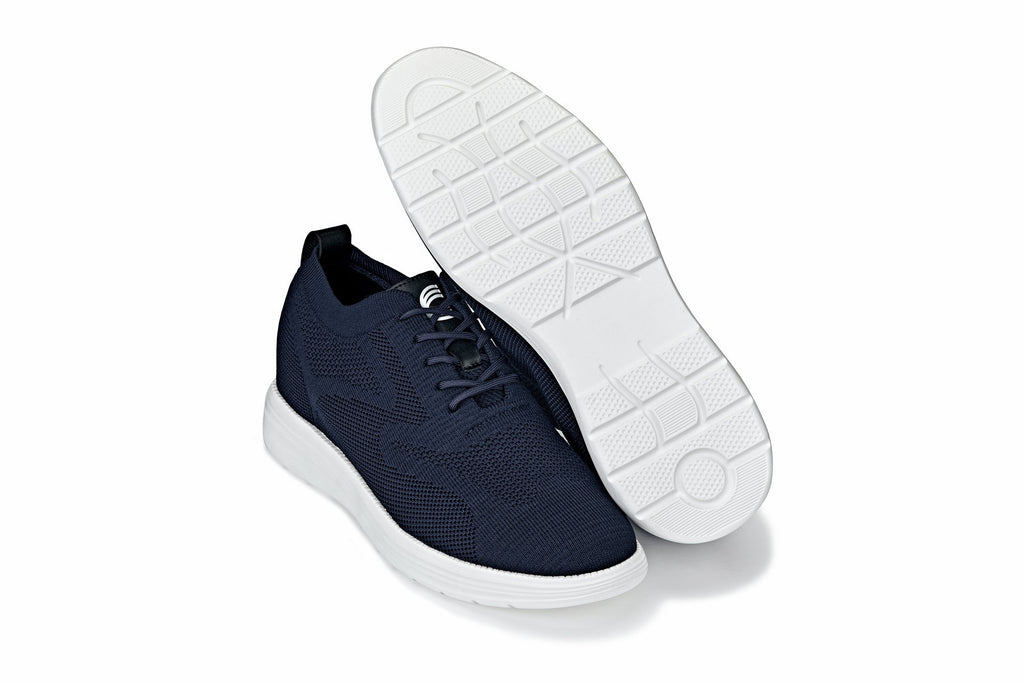 CALTO - X2634 - 2.8 Inches Taller (Night Blue) - Unisex Lace Up Casual Walker - Lightweight