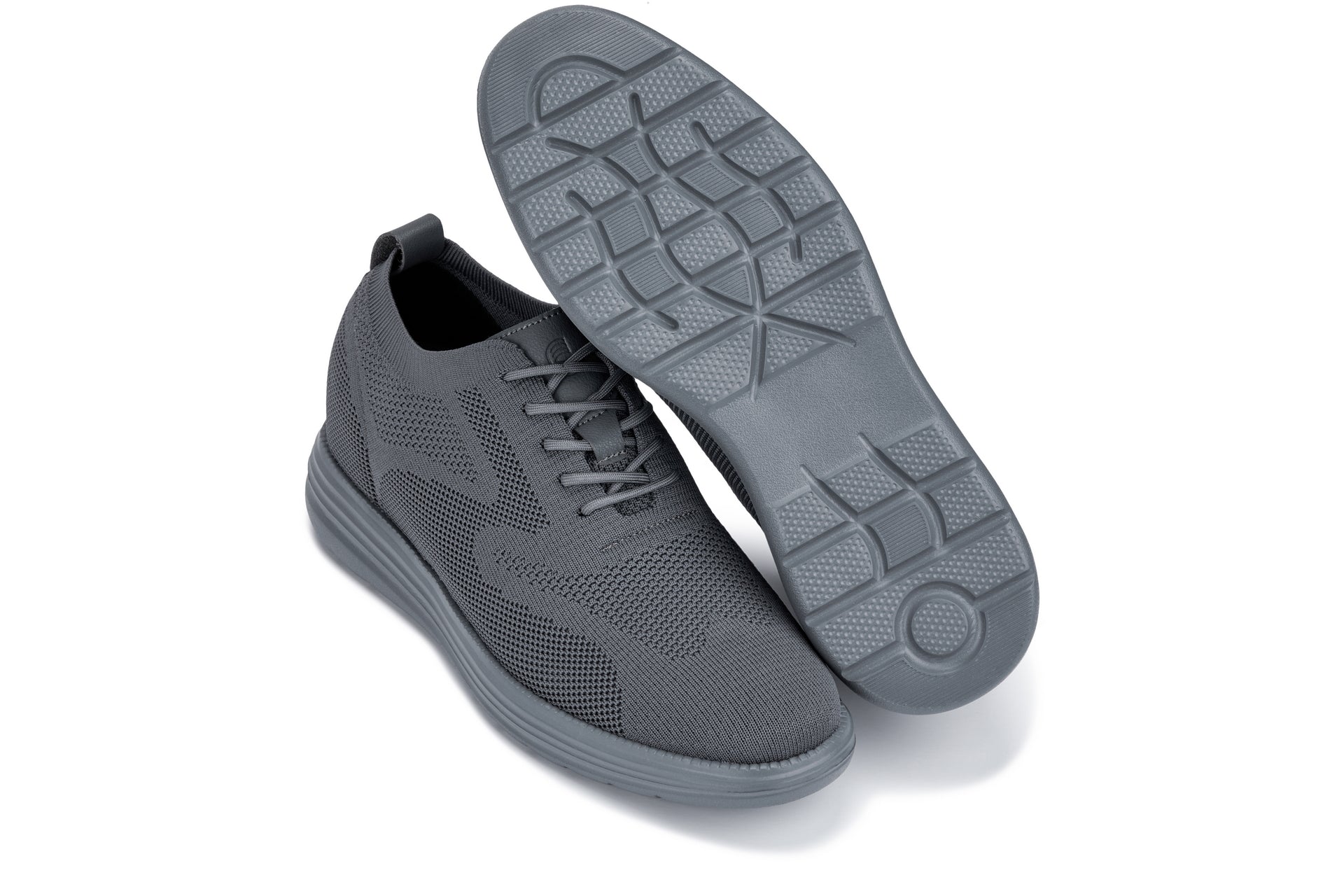 CALTO - X2641 - 2.8 Inches Taller (Iron/Dark Grey Sole) - Lace Up Casual Walker - Lightweight