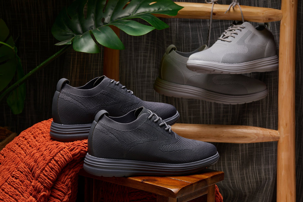 Men's Pewter & Light Grey Lace Up Casual Walker Lightweight X2640