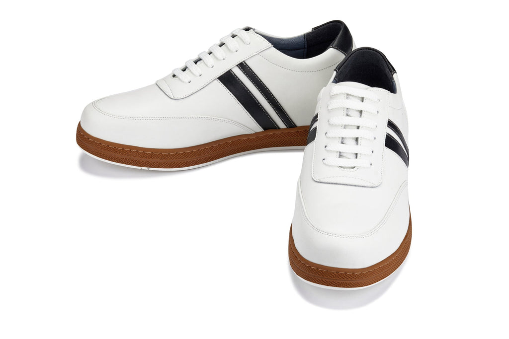 CALTO White Leather Sneakers - 2.8 inches - Y2821
