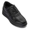 CALTO - Y7080 - 2.8 Inches Taller (Black) - Lightweight Nappa Leather Sneakers