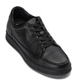 CALTO - Y7111 - 2.6 Inches Taller (Black) - Elevated Pebble Grain Leather Sneakers