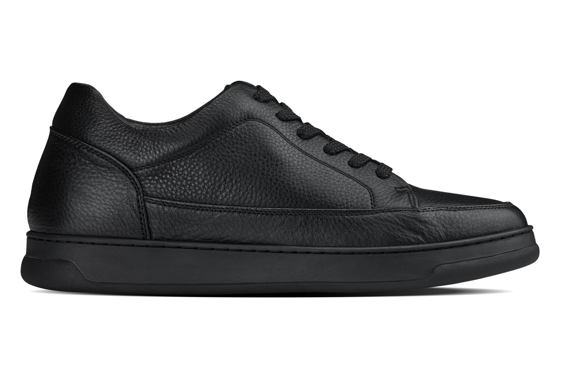 CALTO - Y7111 - 2.6 Inches Taller (Black) - Elevated Pebble Grain Leather Sneakers