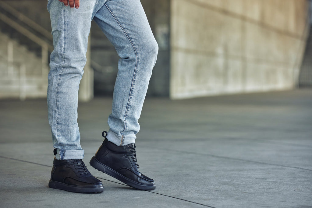CALTO - Y7112 - 2.8 Inches Taller (Black) - Nappa Leather Moc-Toe Sneak-Boots