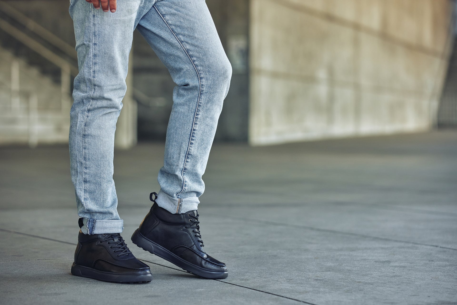 CALTO - Y7112 - 2.8 Inches Taller (Black) - Nappa Leather Moc-Toe Sneak-Boots