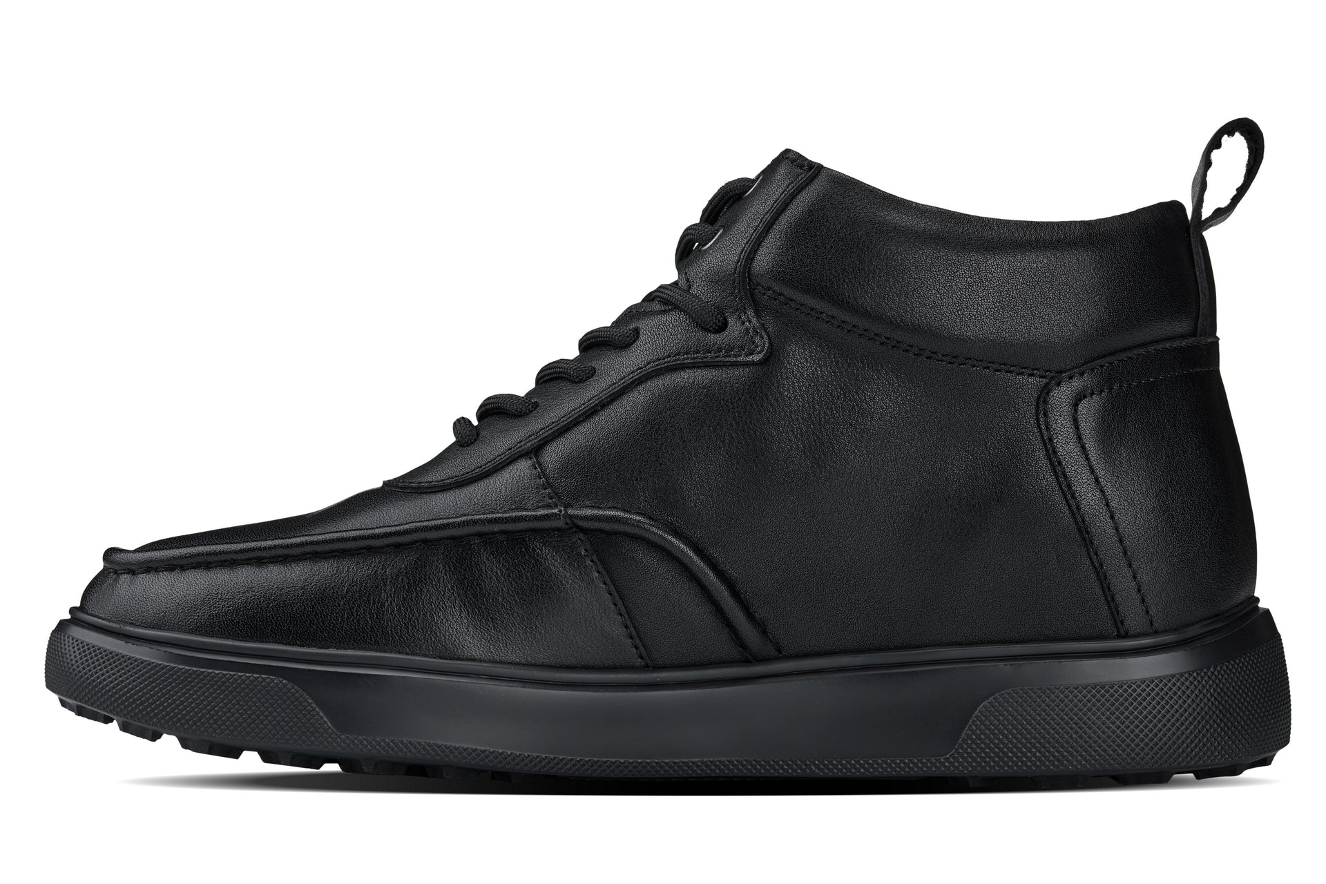 CALTO - Y7112 - 2.8 Inches Taller (Black) - Nappa Leather Moc-Toe Sneak-Boots