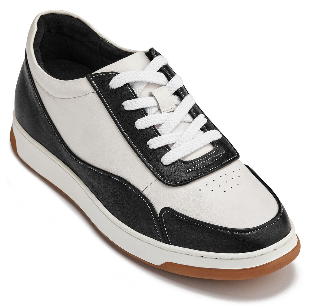 (Black/White/White & Gum Sole) - Elevated Leather Sneakers