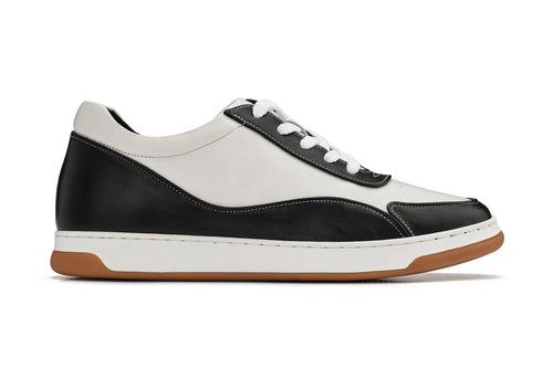 (Black/White/White & Gum Sole) - Elevated Leather Sneakers