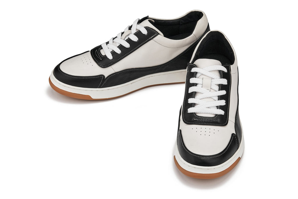 (Black/White/White & Gum Sole) - Elevated Leather Sneakers