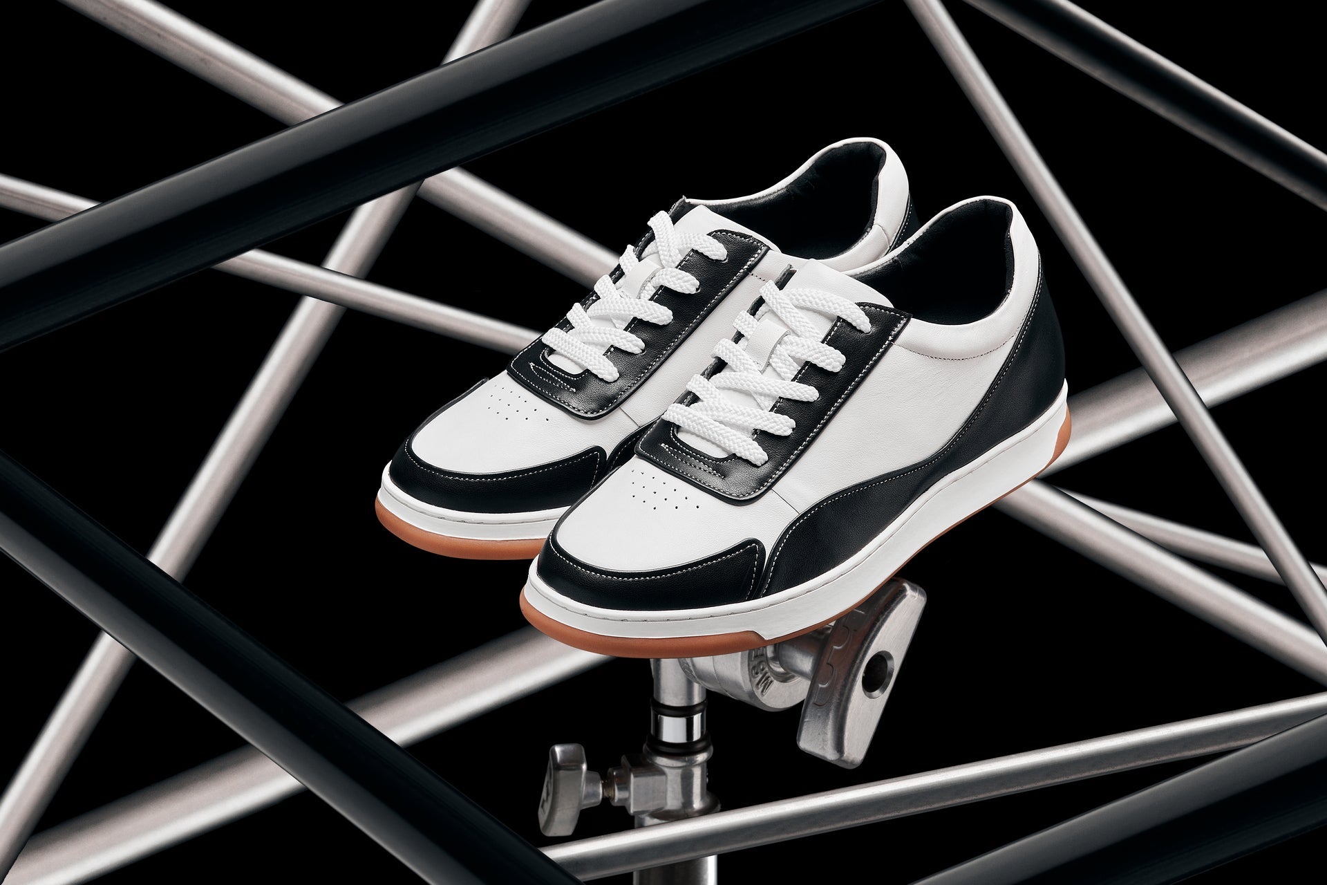 (Black/White/White & Gum Sole) - Elevated Leather Sneakers