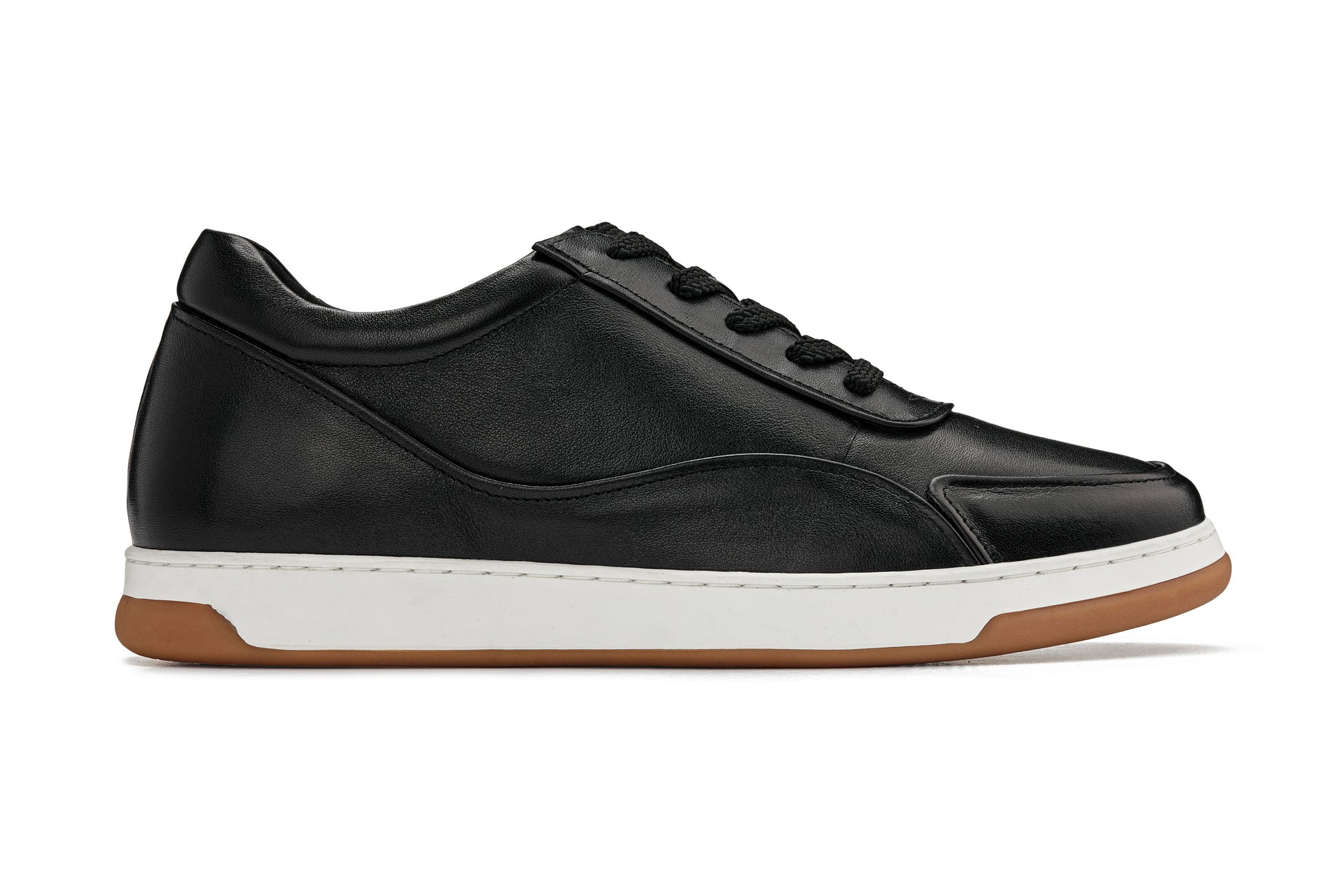 Men's Black & White Elevated Leather Sneakers Y7885
