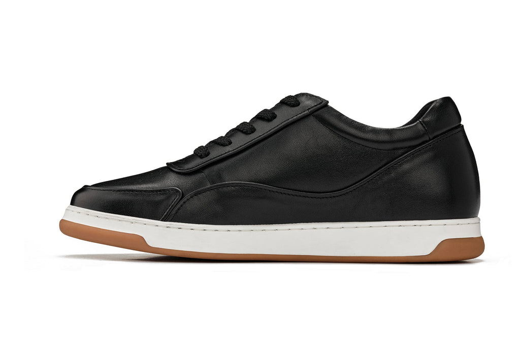 Men's Black & White Elevated Leather Sneakers Y7885