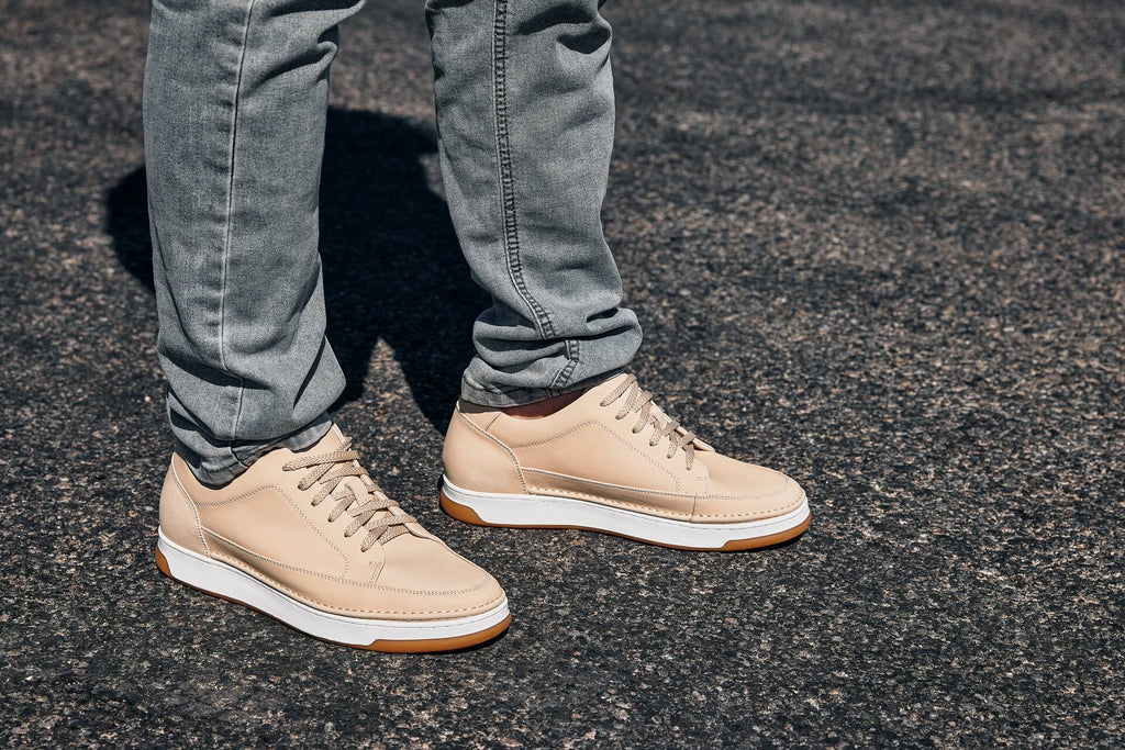 Men's Ivory White Suede Elevated Leather Sneakers Y7934