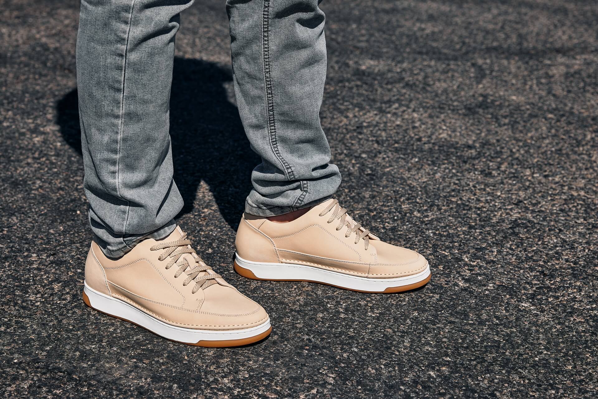 Men's Ivory White Suede Elevated Leather Sneakers Y7934