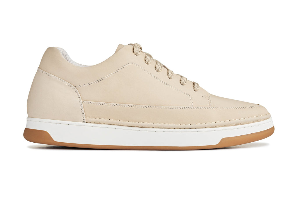 Men's Ivory White Suede Elevated Leather Sneakers Y7934