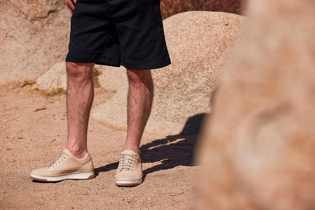 Men's Ivory White Suede Elevated Leather Sneakers Y7934