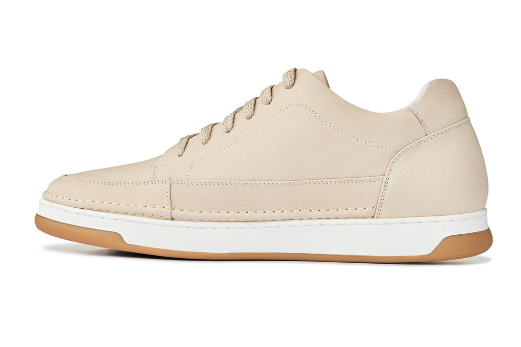 Men's Ivory White Suede Elevated Leather Sneakers Y7934