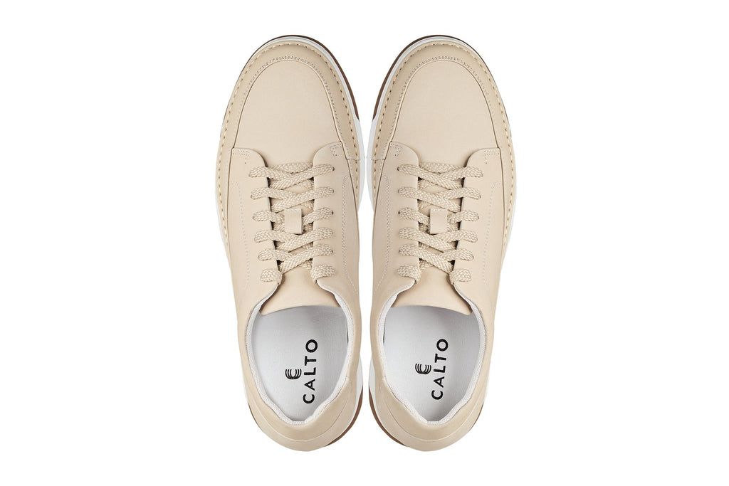 Men's Ivory White Suede Elevated Leather Sneakers Y7934