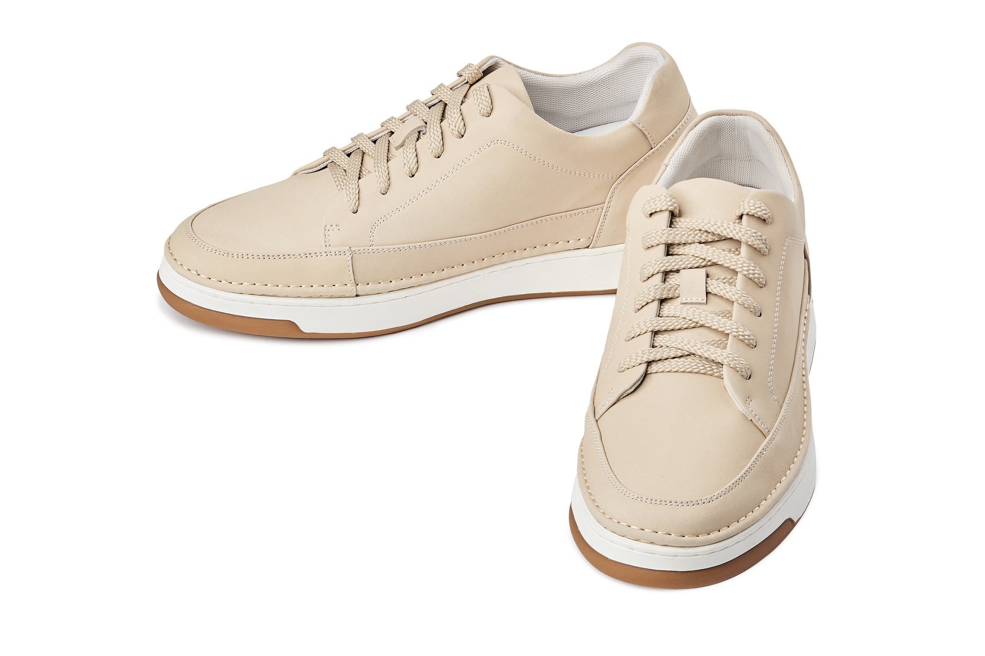 Men's Ivory White Suede Elevated Leather Sneakers Y7934