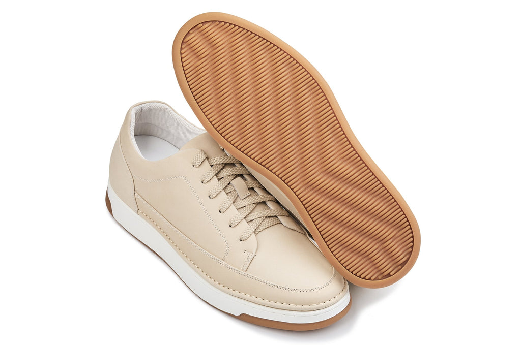 Men's Ivory White Suede Elevated Leather Sneakers Y7934